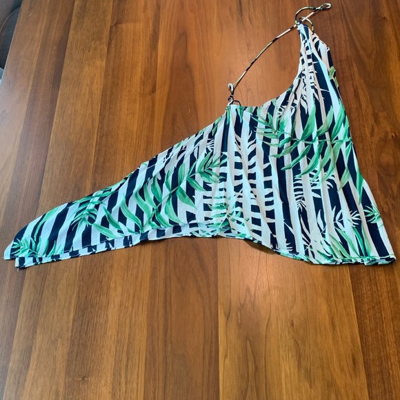 Zara Striped Leaf Print Halter Tank Top - Picture 8 of 9